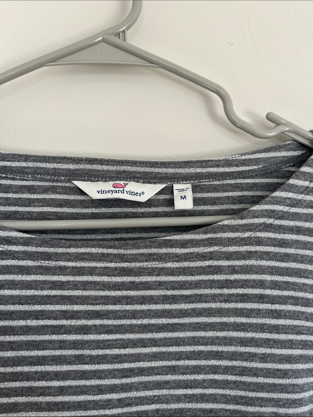 Vineyard Vines Gray & White Striped Boatneck Top - Picture 2 of 4